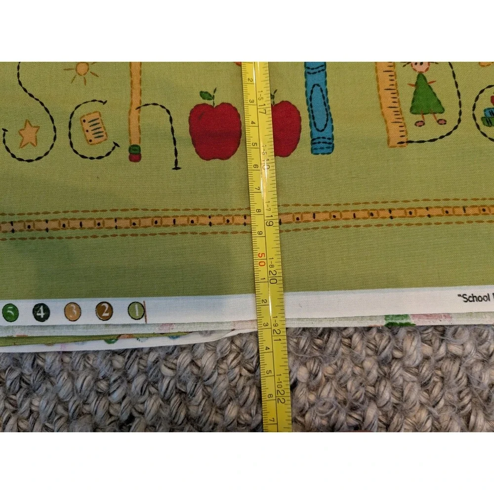 1.7 Yard Vintage Y2K Green School Days Kids Children Quilting Fabric 62x40‎
